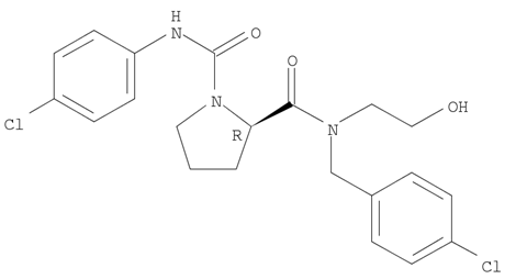 1,2-Pyrrolidinedicarboxamide, N1-(4-chlorophenyl)-N2-[(4-chlorophenyl)methyl]-N2-(2-hydroxyethyl)-, (2R)-